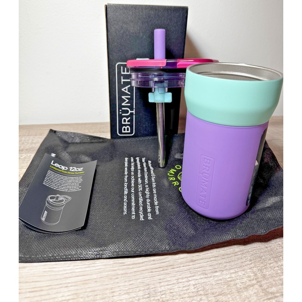 Limited Edition Brumate! Leap Stardust 12oz‎ Kids Leakproof Tumbler Purple Pink